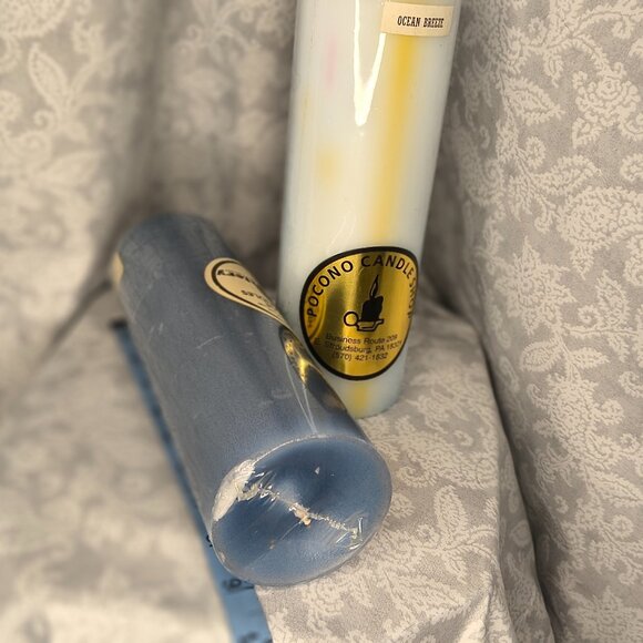 2 NWT blue pillar candles 2.5" x 8.5 ( some damage - see pictures ) - Picture 9 of 9